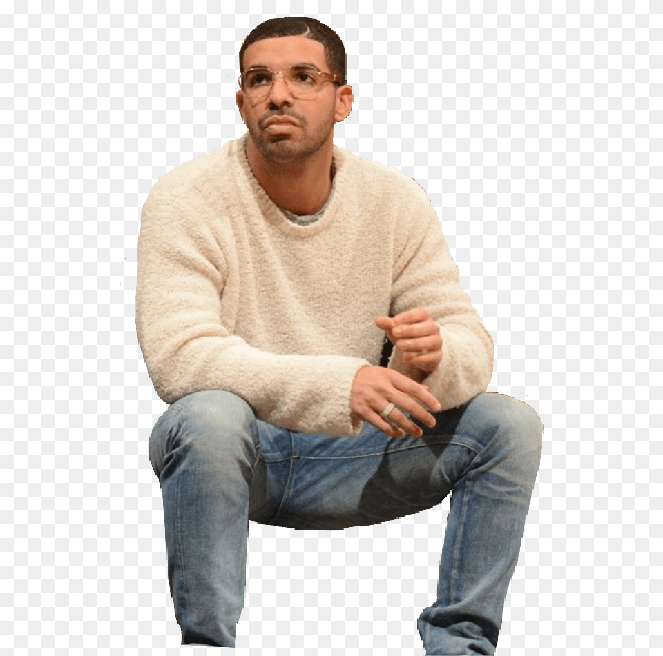 Drake Sitting Drake Transparent, Pants, Person, Jeans, Hand Free Png Download