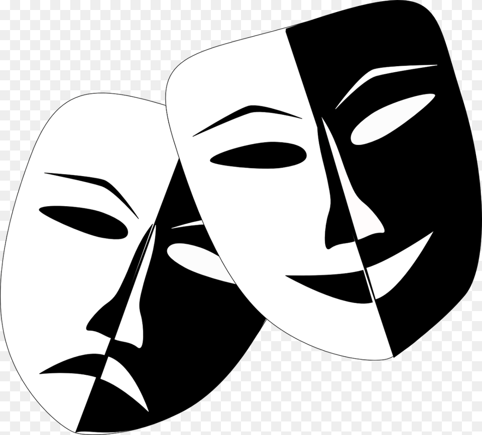 Drama Comedy And Tragedy Theater Performance Theatre Masks, Stencil, Animal, Fish, Sea Life Png Image