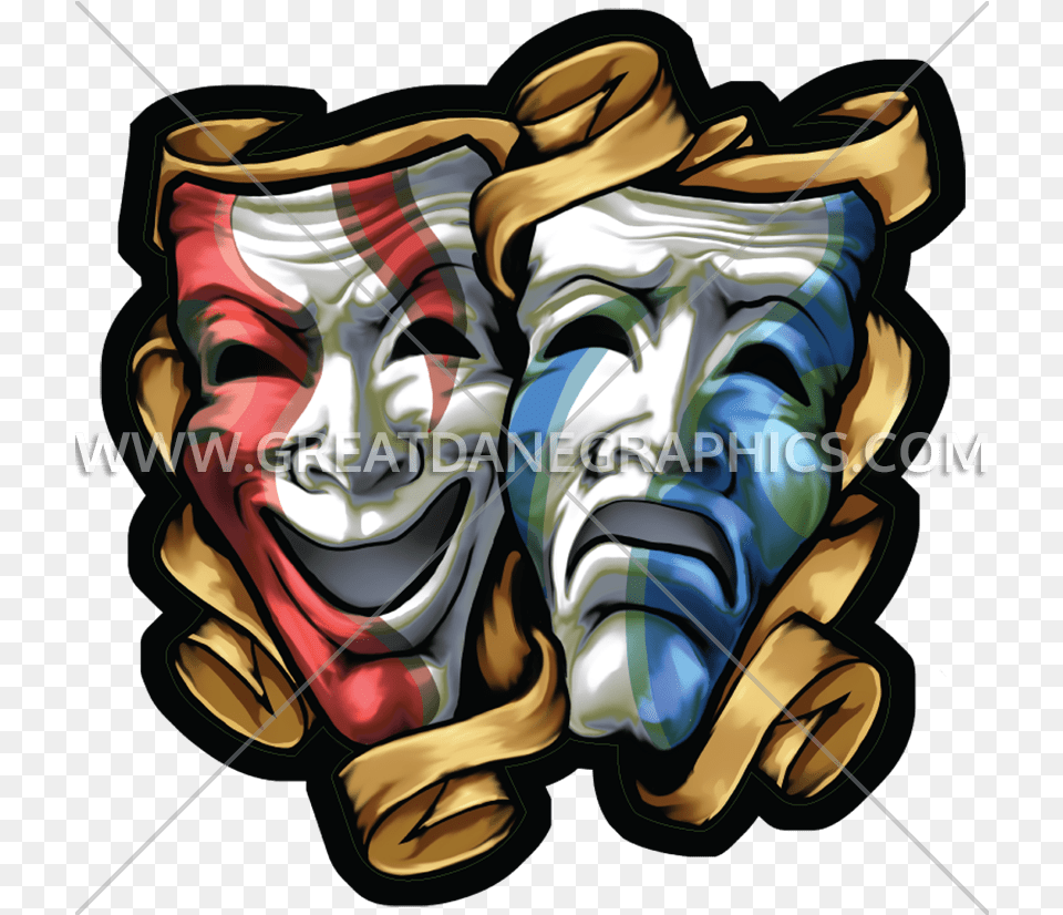 Drama Masks Colored Production Graffiti Sad Happy Mask, Emblem, Symbol, Baby, Person Free Png