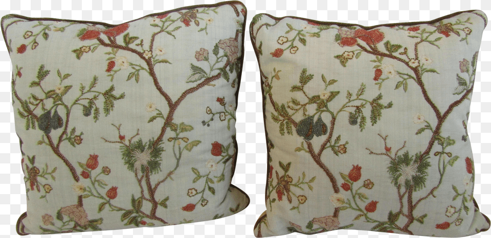 Dransfield Beaded Fruit And Floral A Pair Cushion Free Png