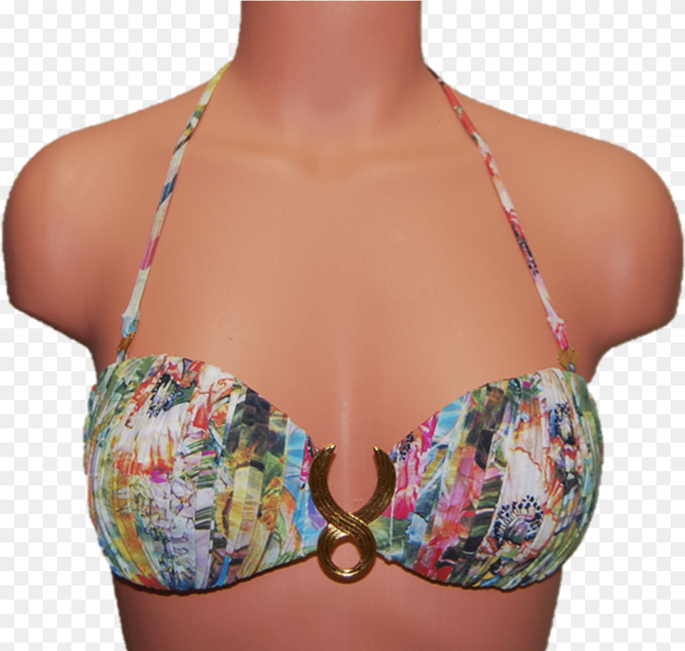 Draped Floral Bikini Top Swimsuit Top, Bra, Clothing, Lingerie, Swimwear Free Png Download