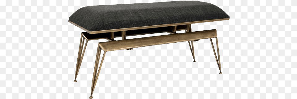 Draper Charcoal Linen Bench, Furniture, Table Free Png