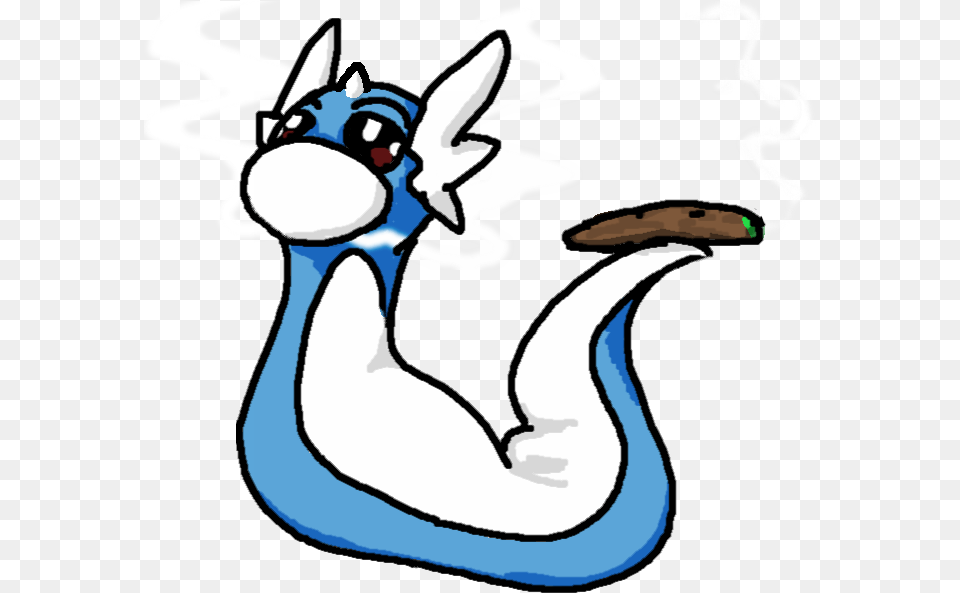 Dratini Hitting A Fat Blunt Cartoon, Animal, Beak, Bird, Baby Png Image