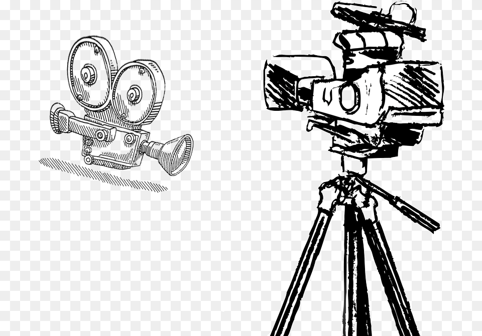 Draw A Camera On Tripod, Video Camera, Electronics, Person, Man Free Png Download