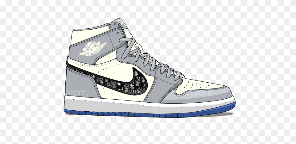 Draw A Cartoon Style From Your Car For The Poster Design By Jordan 1 Per Dior, Clothing, Footwear, Shoe, Sneaker Png Image