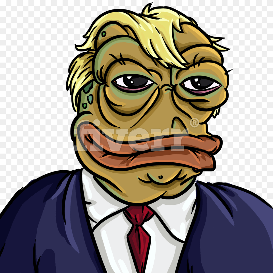 Draw A Custom Rare Pepe The Frog, Male, Person, Man, Portrait Png