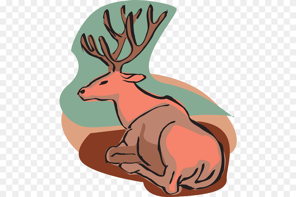 Draw A Sitting Deer Sitting Deer Outline, Animal, Elk, Mammal, Wildlife Free Png
