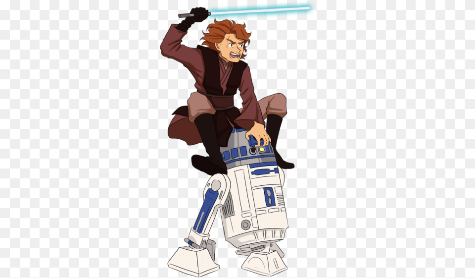 Draw Anakin Skywalker Riding R2d2u2033 Star Wars Full Size, Publication, Book, Comics, Person Free Transparent Png