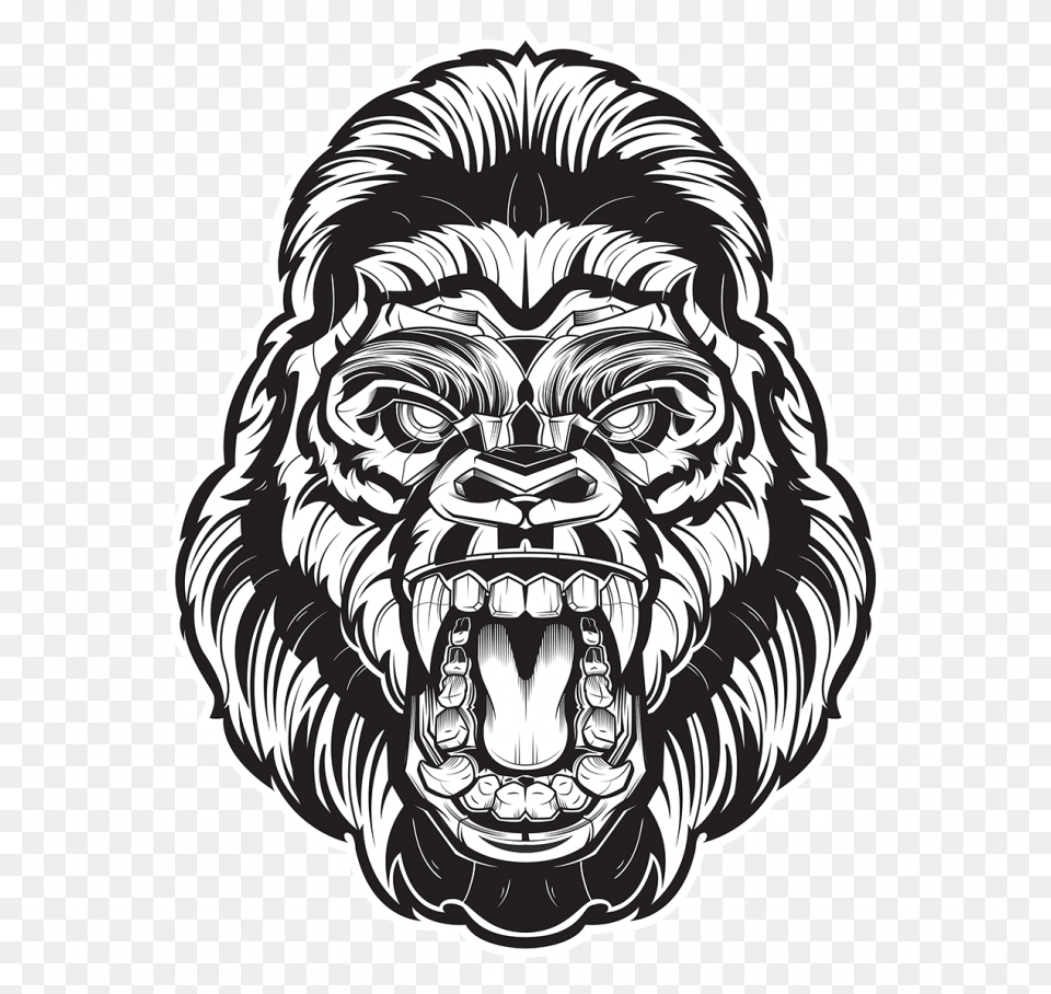 Draw Angry Gorilla Drawings Of Mountain Drawing Angry Gorilla, Animal, Lion, Mammal, Wildlife Free Transparent Png