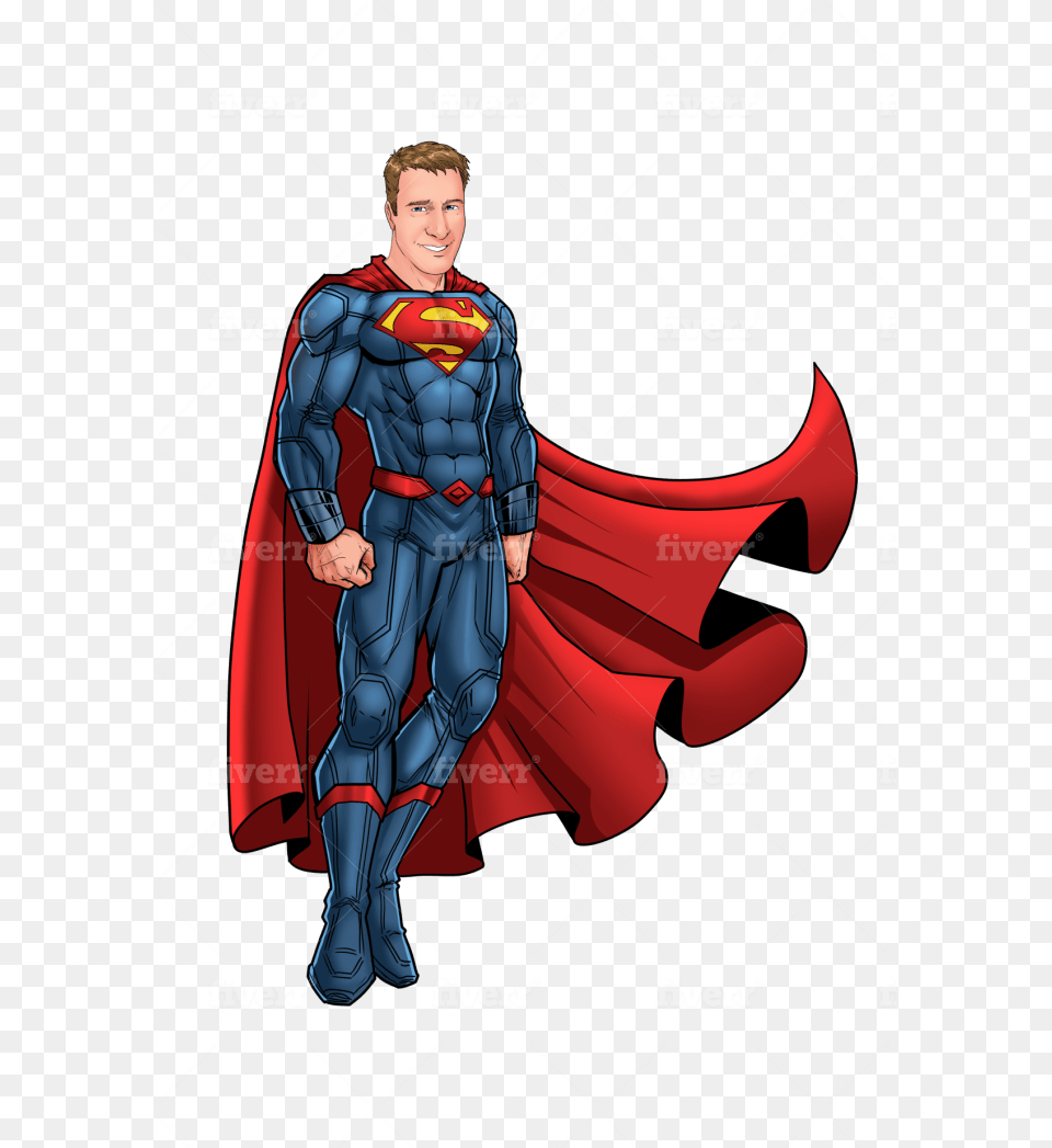 Draw You As A Marvel Or Dc Comics Super Hero Superman, Cape, Clothing, Publication, Book Png