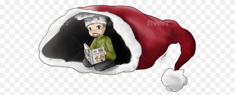 Draw You In A Giant Santa Hat Cartoon, Figurine, Baby, Person, Book Png