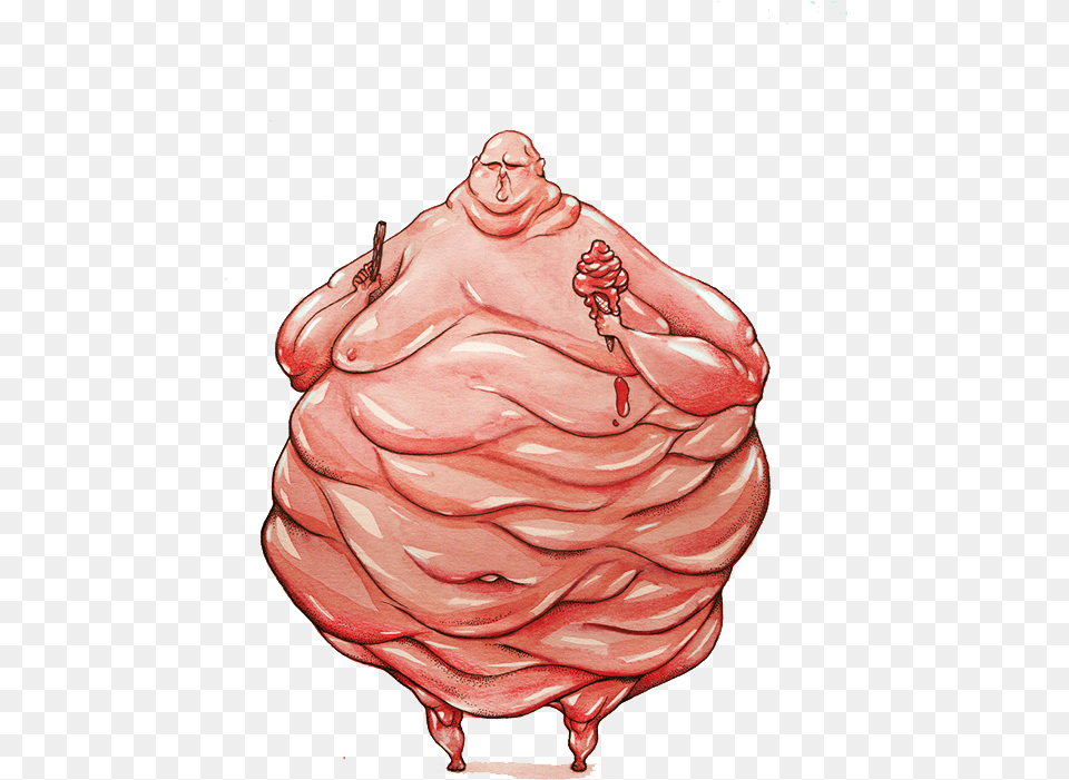 Drawing Art Watercolor Painting Illustration Ice Cream Man Art Print Mini By Marija Tiurina, Food, Meat, Pork, Ham Free Transparent Png