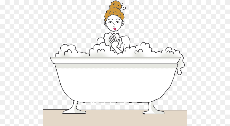 Drawing Bathroom Bathtub Cartoon, Bathing, Person, Tub, Baby Free Png Download