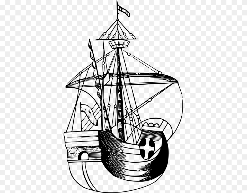 Drawing Boat Line Art Sailing Ship, Gray Free Png