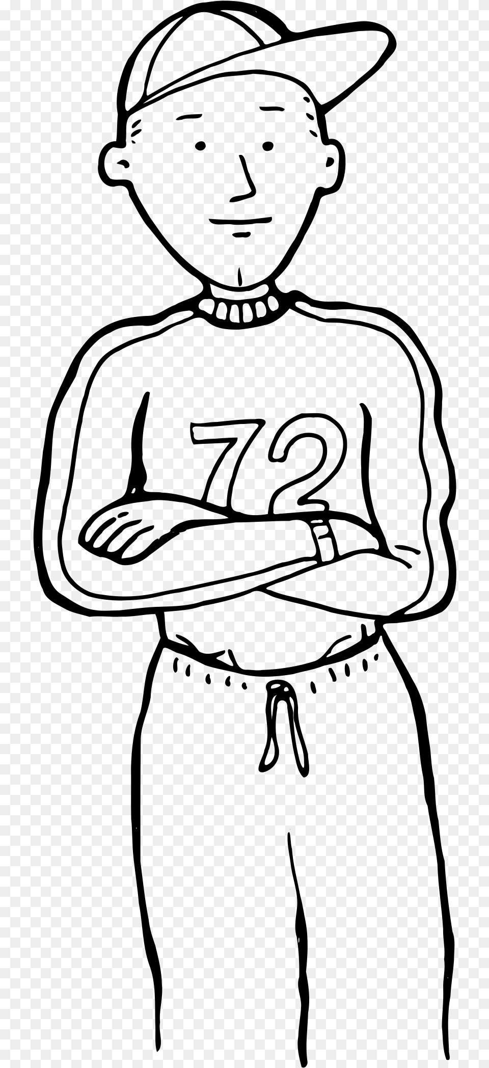 Drawing Boys Outline Baseball Player, Gray Png Image
