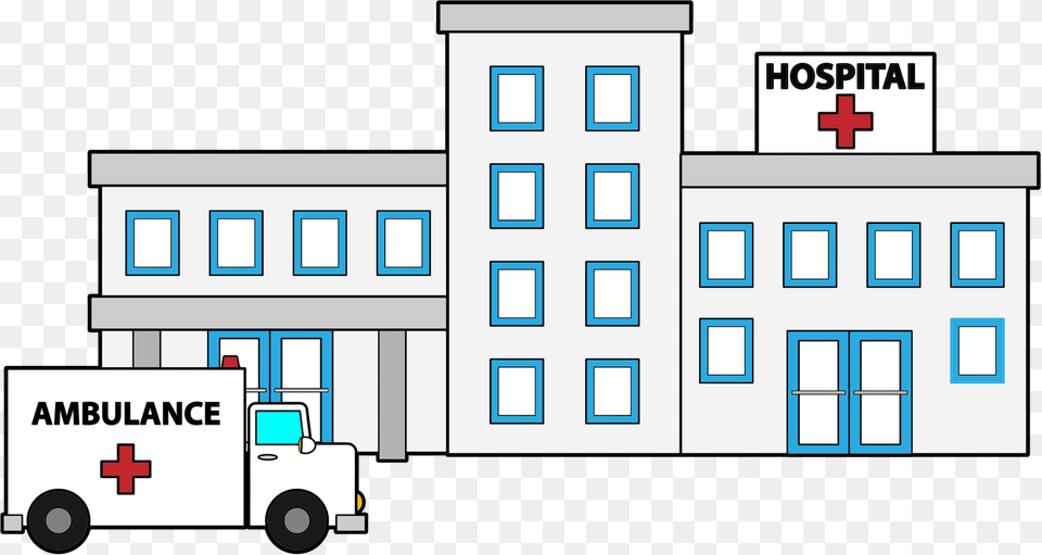 Drawing Buildings Hospital Clip Art Of Hospital, Logo, Symbol, First Aid, Red Cross Free Png Download
