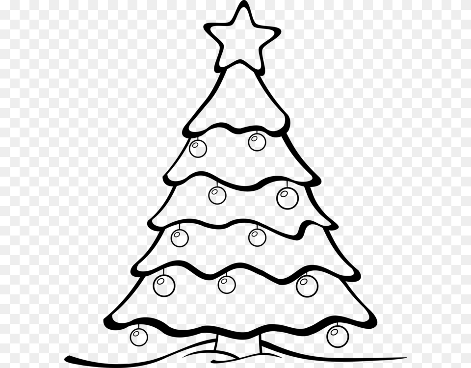Drawing Christmas Eve Christmas Tree Line Art, Gray Free Png Download