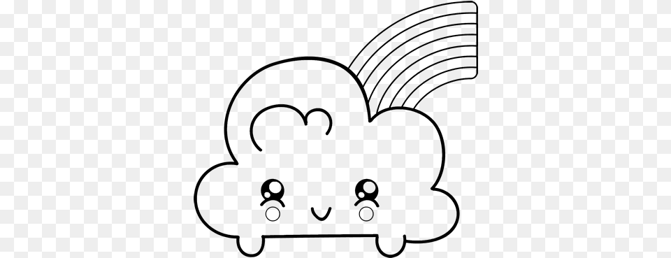 Drawing Cloud 54 Kawaii Cute Coloring Pages, Gray Png