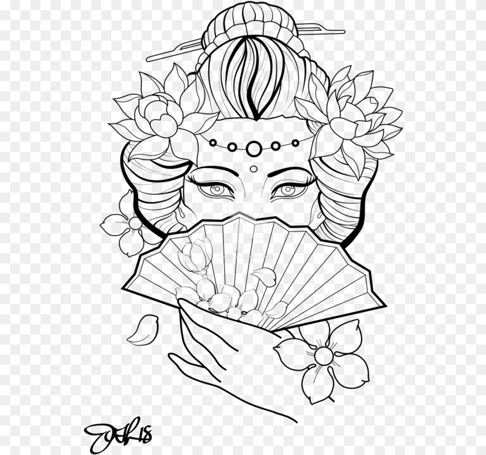 Drawing Desings Face Geisha Tattoo Design, Silhouette, Logo Free Transparent Png