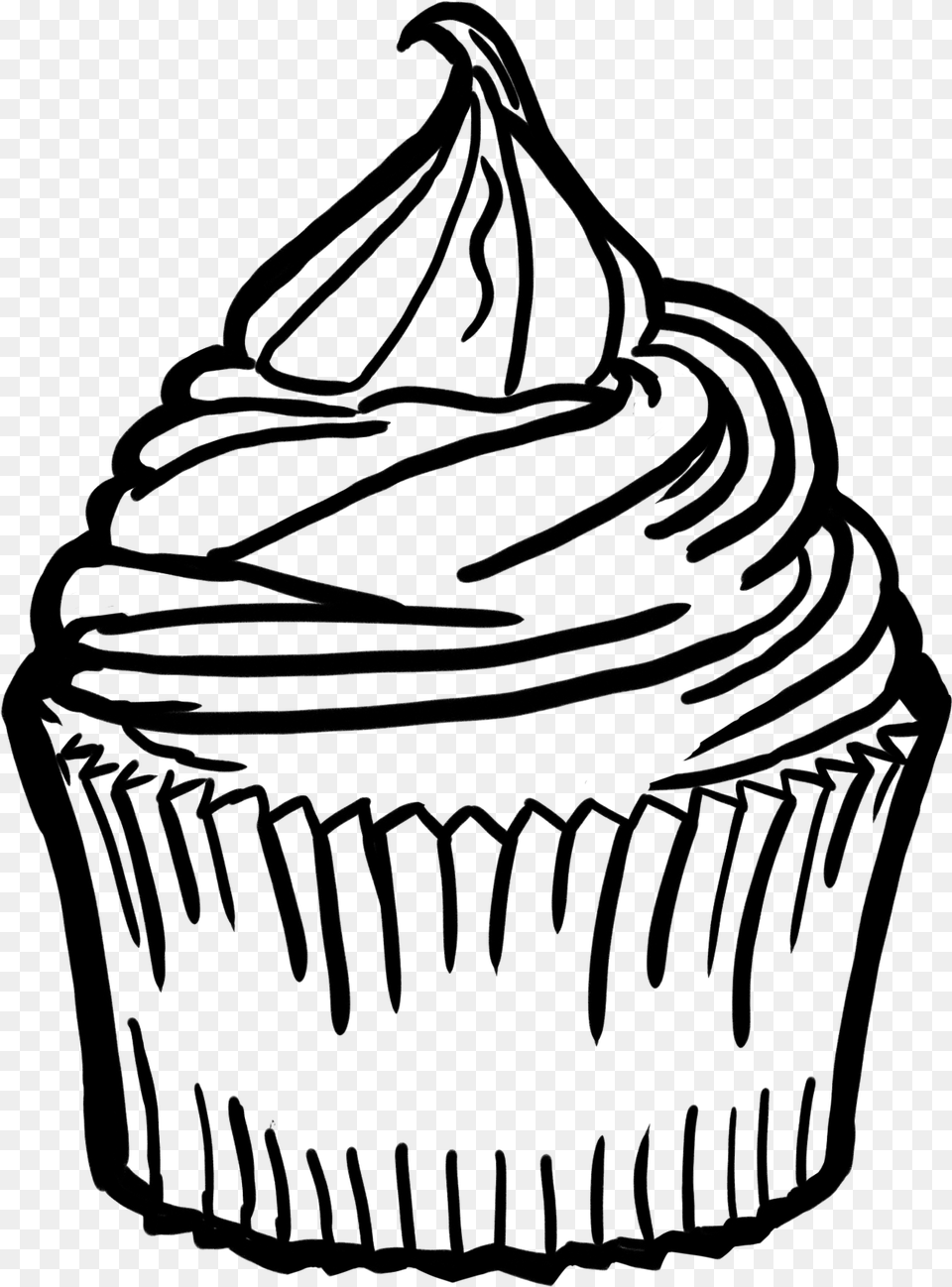 Drawing Detail Cupcake Transparent Clipart Cupcake Drawing, Gray Free Png Download