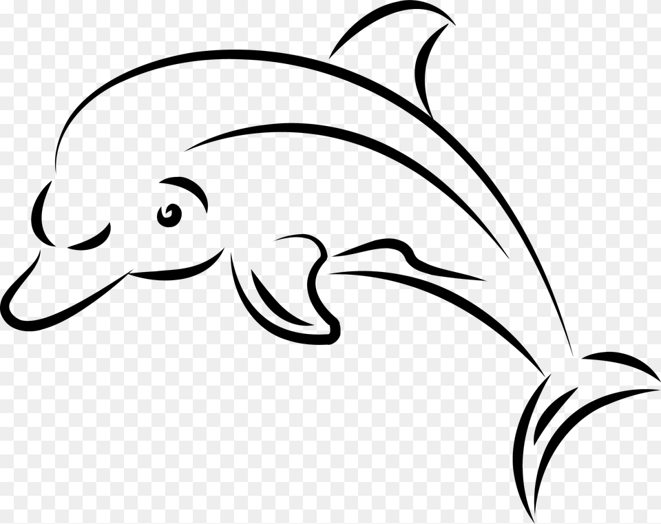 Drawing Dolphin Silhouette Clip Art Dolphin Clipart Black And White, Stencil, Firearm, Gun, Rifle Free Png Download