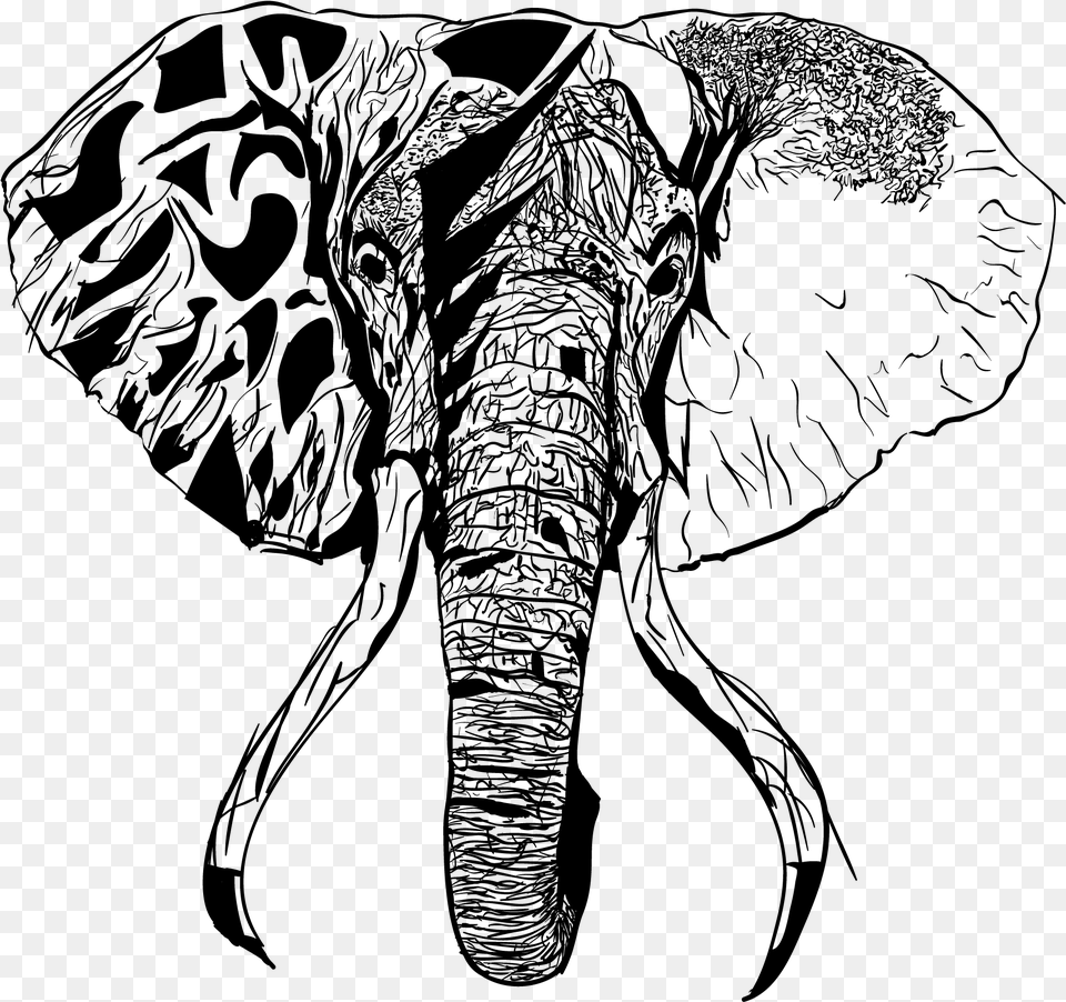 Drawing Elephants Head Transparent Elephant Sketch, Gray Free Png Download