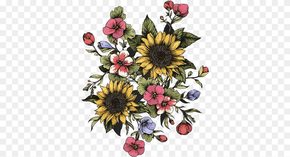 Drawing Floral Design Common Sunflower Daisy Flower Bouquet Drawing, Art, Floral Design, Graphics, Pattern Png