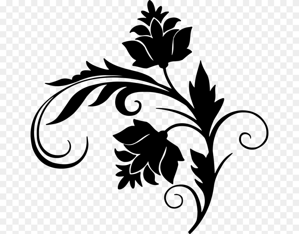 Drawing Flower Black And White Silhouette Leaf Clip Art, Gray Free Png Download