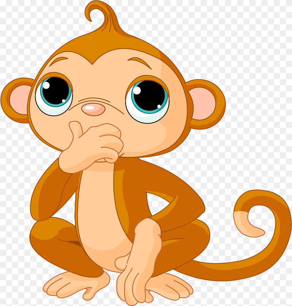 Drawing Free Content Clip Art Thinking Little Monkey Clip Art, Animal, Bear, Mammal, Wildlife Png Image