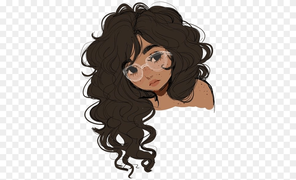 Drawing Hair Cartoon Hair Download Anime Girl With Curly Hair, Head, Portrait, Photography, Face Free Transparent Png