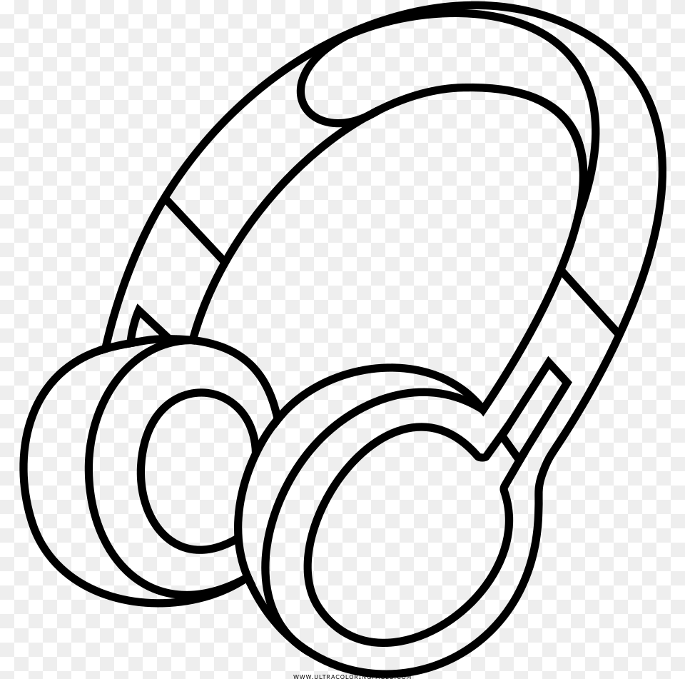 Drawing Headphones Clip Art Transparent Library Headphones Coloring Page, Gray Free Png Download