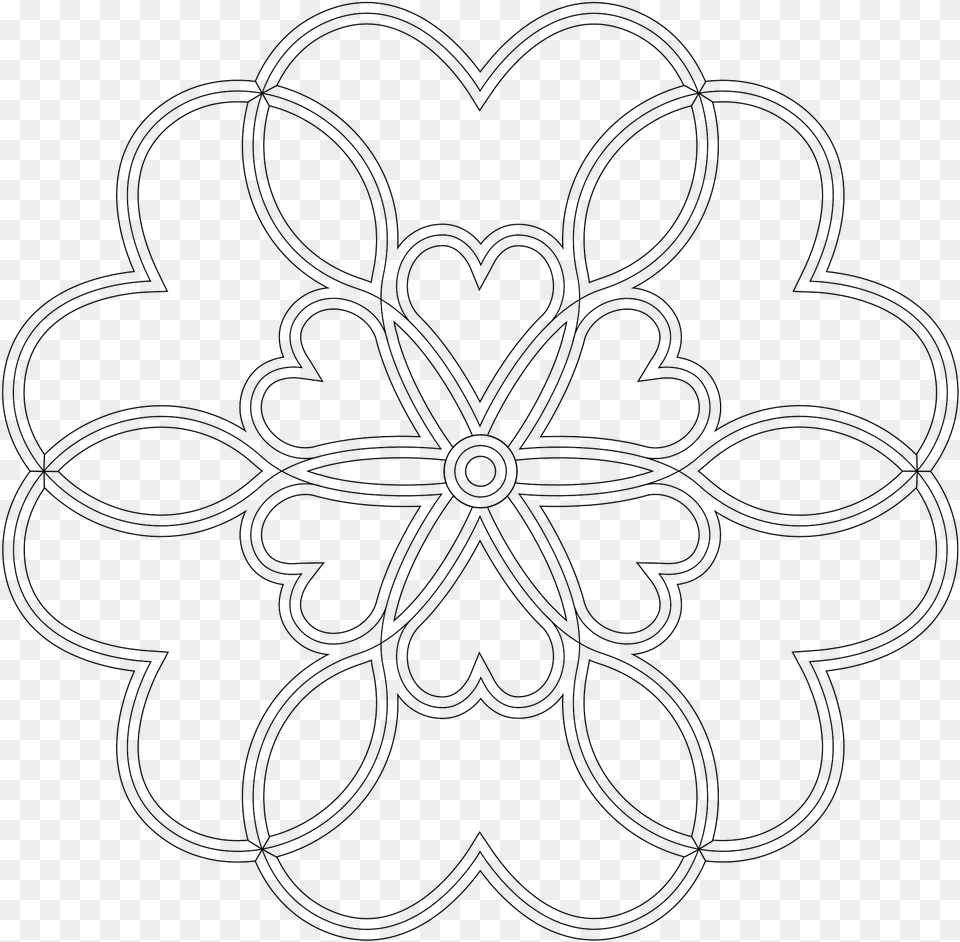 Drawing Heart Mandalas 17 Simple Heart Mandala, Gray Free Transparent Png