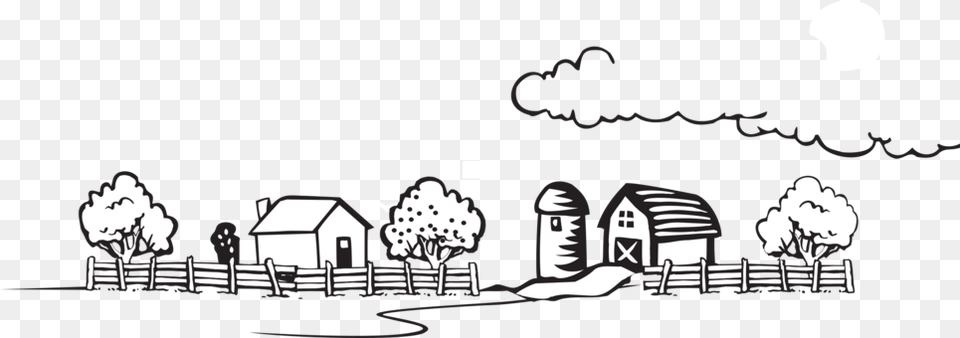 Drawing House Farmer Farm Clipart Black And White, Outdoors, Nature Free Png