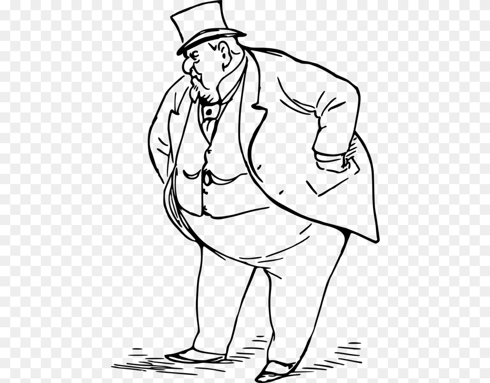 Drawing Human Black And White Coloring Book Fat Man Line Drawing, Gray Free Transparent Png