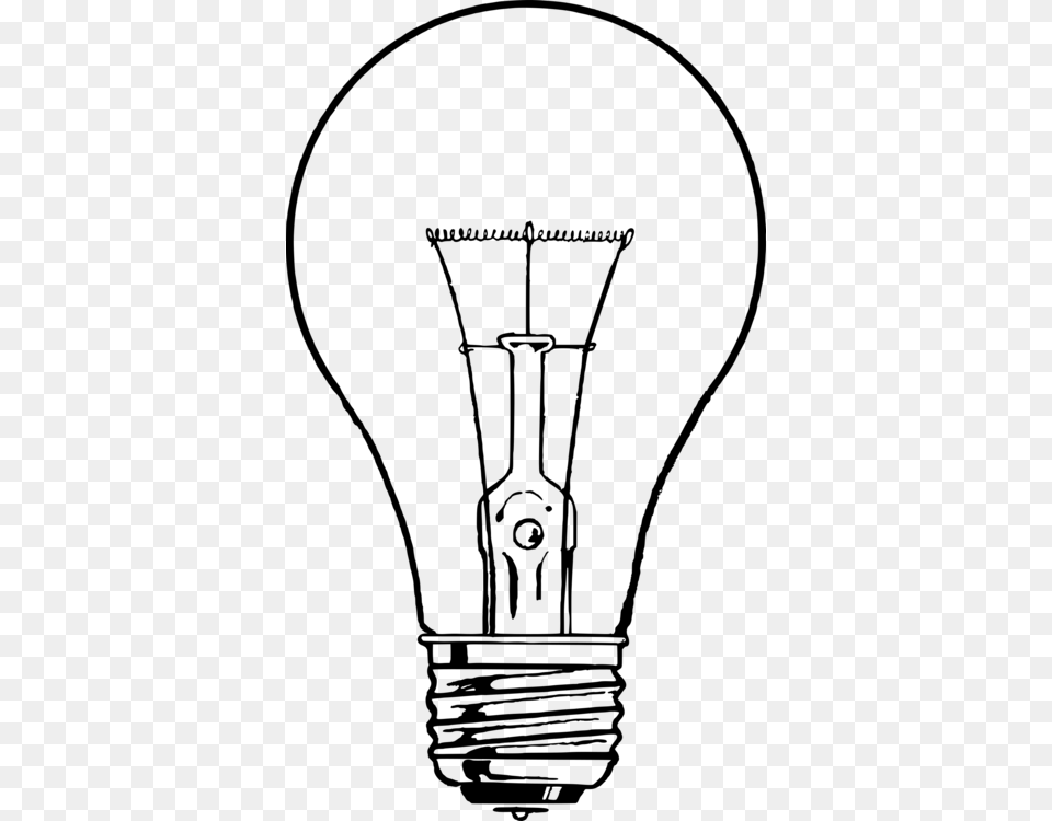 Drawing Incandescent Light Bulb Line Art Lamp, Gray Png