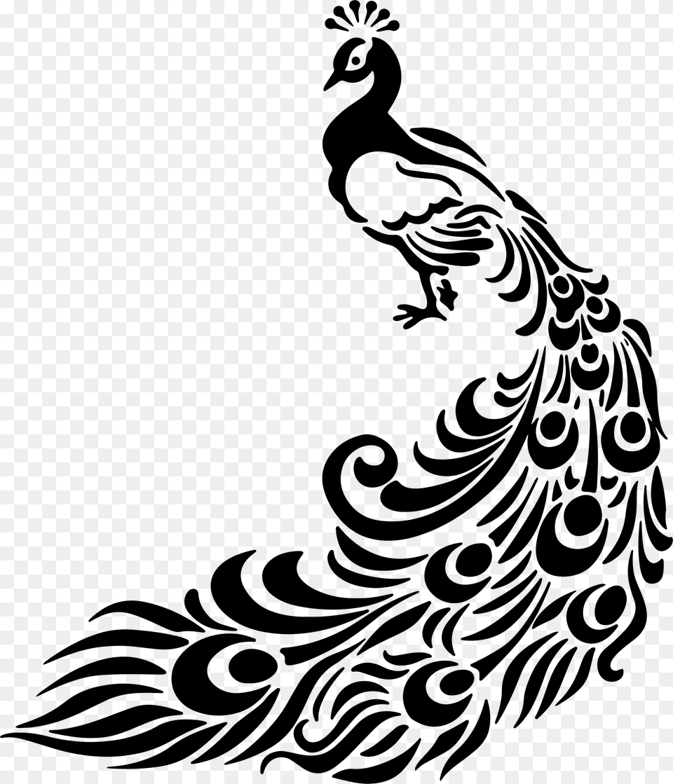 Drawing Line Art Peafowl Clip Art Black And White Peacock Art, Gray Free Png Download
