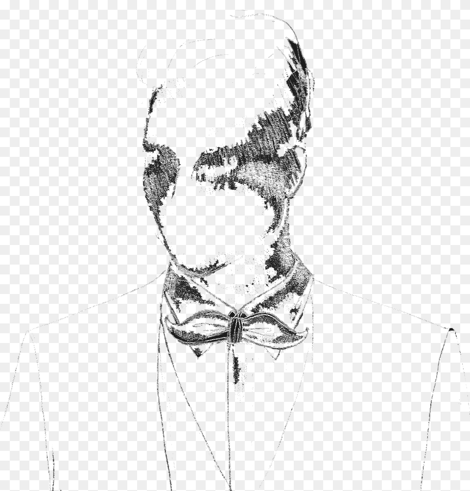 Drawing Man Bow Tie Barber Sketch, Art, Modern Art, Adult, Male Free Transparent Png