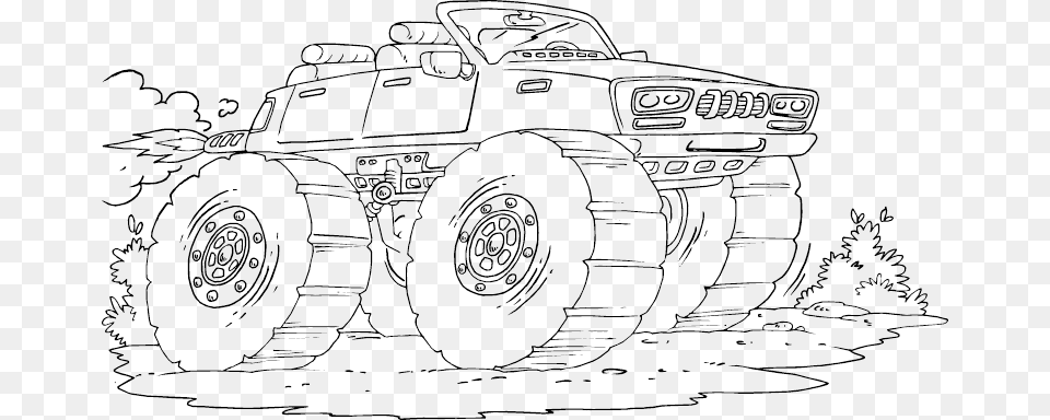 Drawing Monster Truck 102 Coloring Monster Truck, Machine, Wheel, Car, Transportation Free Png Download