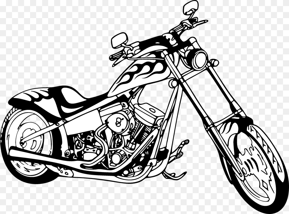 Drawing Motorcycle Front Clipart Chopper, Spoke, Machine, Art, Wheel Free Transparent Png