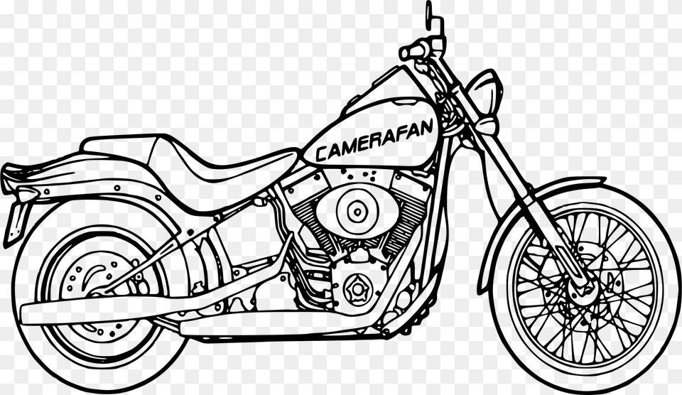 Drawing Motorcycle Kid Transparent Clipart Harley Davidson Motorcycle Clipart, Gray Free Png Download