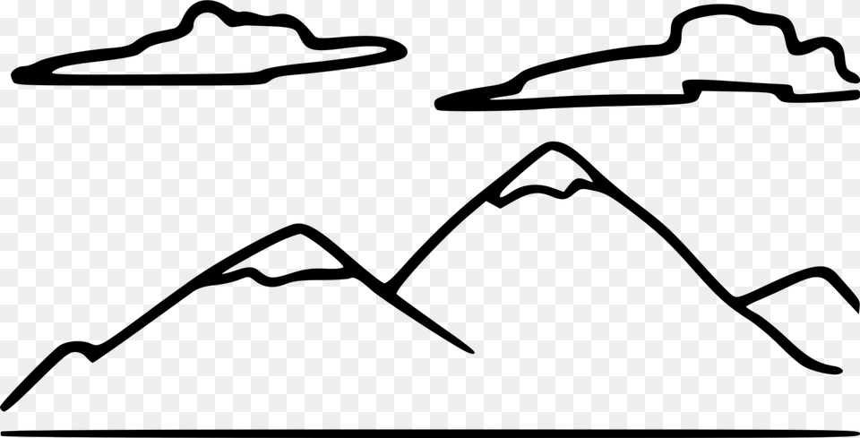 Drawing Mountain Black And White Diagram Computer, Gray Free Transparent Png