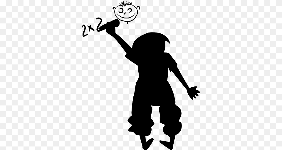 Drawing Of A Little Boy Making A Sum, Silhouette, People, Person, Stencil Free Transparent Png