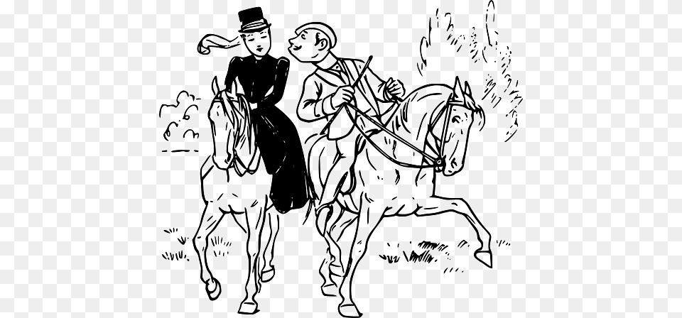 Drawing Of A Man Trying To Kiss A Lady On Horseback, Person, People, Mammal, Horse Png