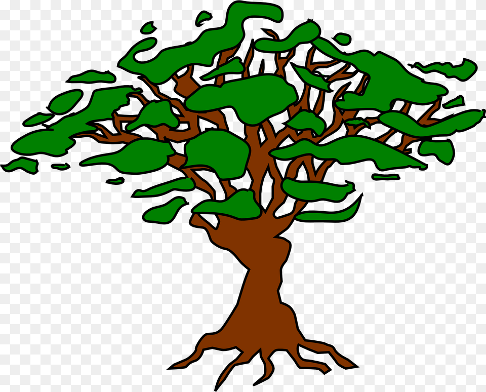 Drawing Of A Tree With Roots And Green Graphic Clouds Affix Tree, Plant, Potted Plant, Art, Person Free Png