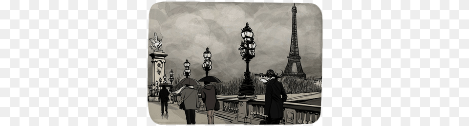 Drawing Of Alexander Iii Bridge In Paris Showing Eiffel Paris Dibujo, Adult, Person, Female, Woman Free Png Download