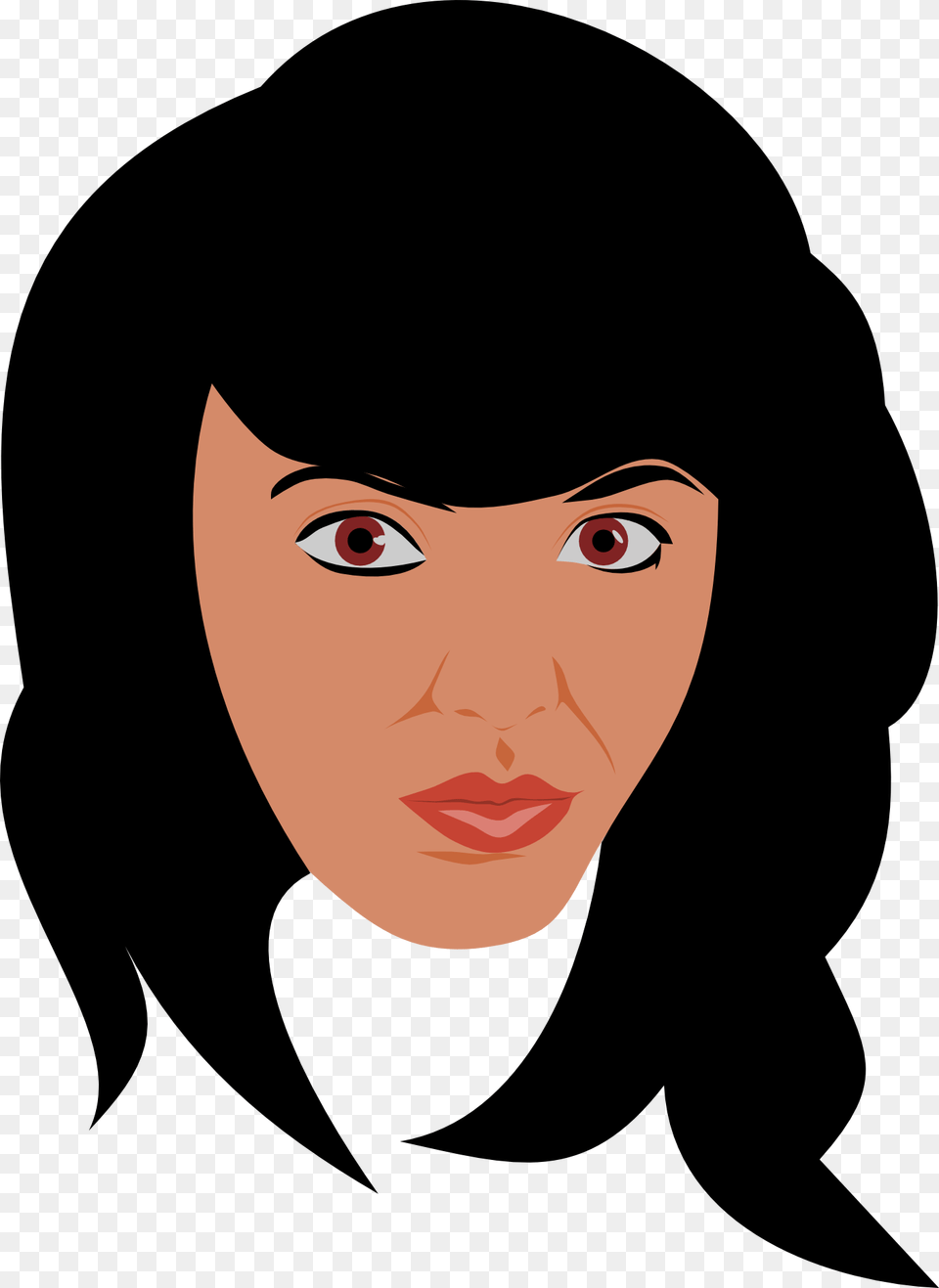 Drawing Of Beautiful Woman With Long Dark Hair And Cartoon, Adult, Face, Female, Head Png