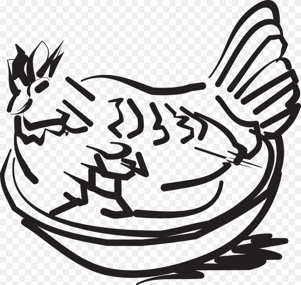 Drawing Of Chicken In The Bowl Chicken In A Bowl, Stencil, Smoke Pipe, Animal Png