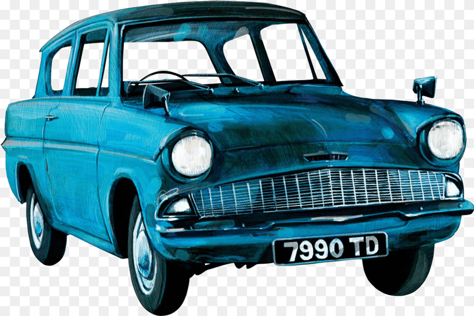 Drawing Of Flying Car Harry Potter Blue Car From Harry Potter, Transportation, Vehicle, Sedan, Machine Free Transparent Png