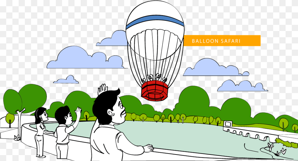 Drawing Of Kankaria Lake, Person, Aircraft, Balloon, Transportation Free Png