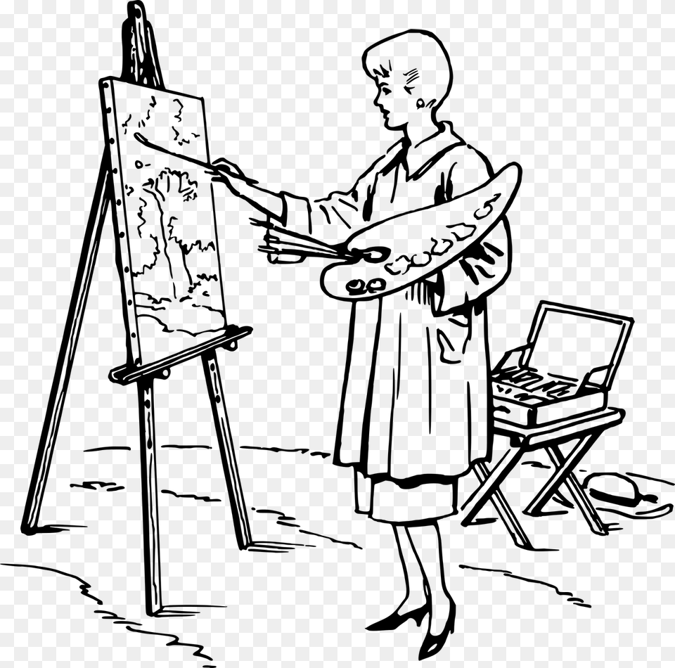 Drawing Of Someone Drawing, Gray Free Png Download